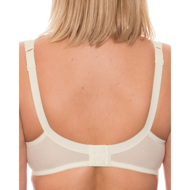Wide Strap Bra Plus Size Full Coverage Underwire Support Panels 34 36 38 40  42 44 / C D E F G H I J ( 46D, Ivory) 