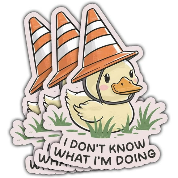 I Don't Know What I'm Doing Duck Sticker, I Have No Idea What I'm Doing Bumper Sticker, Fun Yellow Duck with Hat Sticker, Sarcastic Sticker - Stickers for Laptop Water Bottle Phone Car Helmet 3"