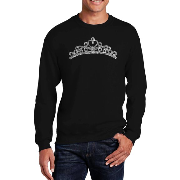 LA Pop Art Men's Word Art Crewneck Sweatshirt - Princess Tiara