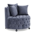 thumbnail image 6 of DEALTOPS Velvet Upholstered Swivel Chair for Living Room, with Button Tufted Design and Movable Wheels, Including 3 Pillows-Grey, 6 of 10
