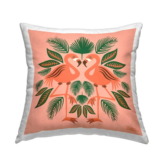 Stupell Industries Symmetrical Flamingo Duo Decorative Printed Throw Pillow Design by Carrie Cantwell