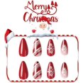 thumbnail image 4 of Uñas postizas navideñas MACHAO 24 piezas color rojo almendra autoadhesivas con patrón de copo de nieve, 4 of 5