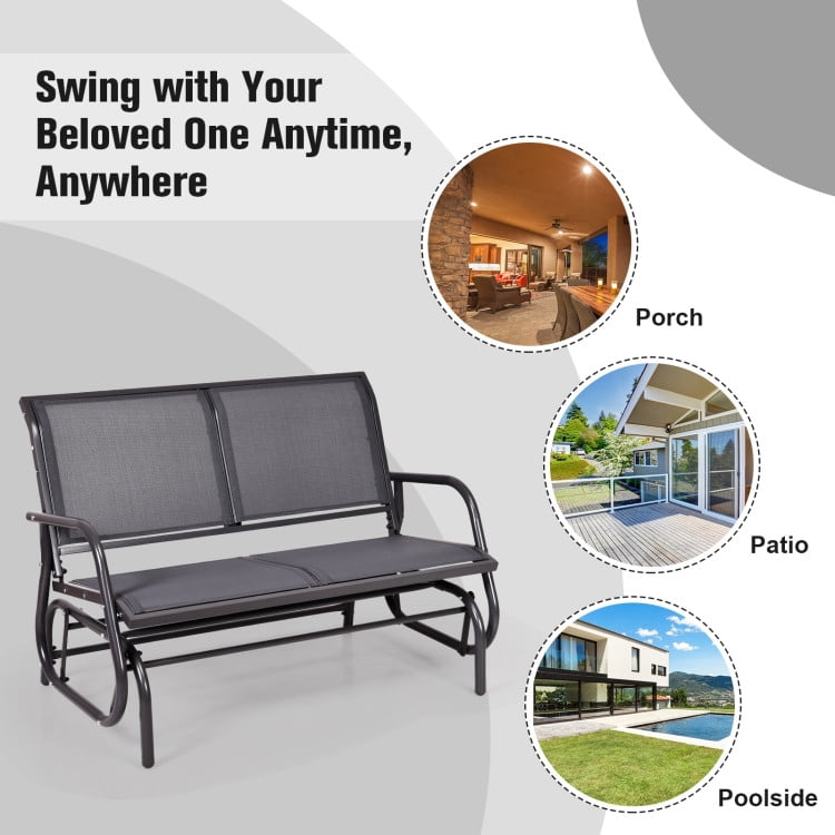 Aimee Lii Double Chair Outdoor, Patio Glider Bench, Porch, Backyard, Sturdy, Gray Aimee Lii Double Chair Outdoor, Patio Glider Bench, Porch, Backyard, Sturdy, Gray