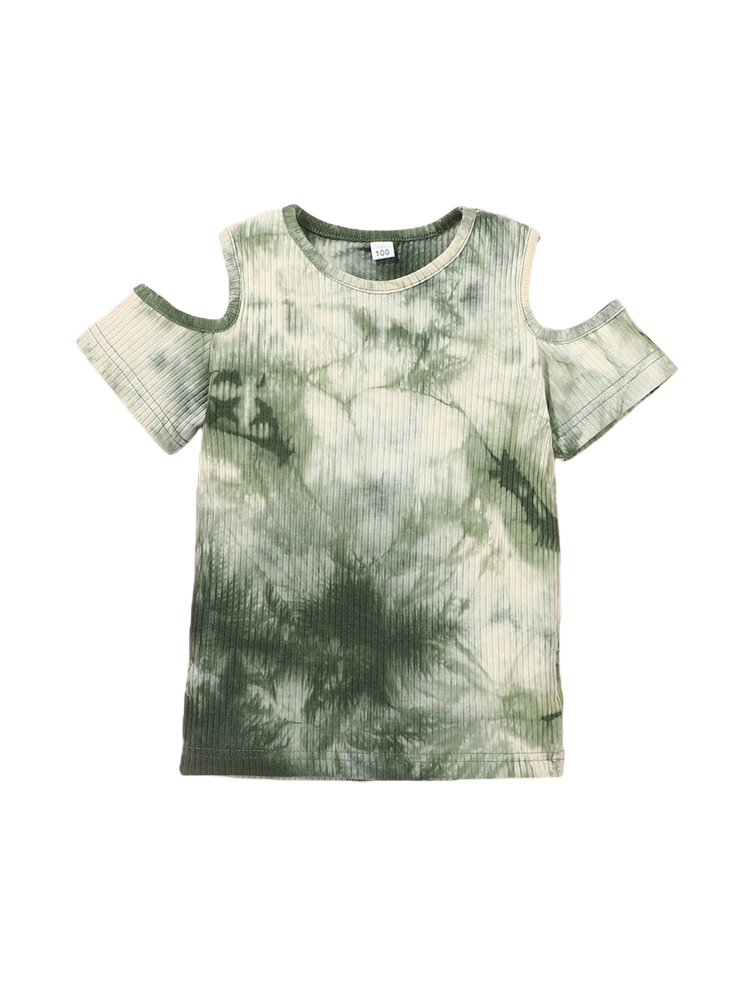 ehfomius ehfomius ribbed tie dye print cutout short sleeve round neck t shirt shorts walmart com walmart com