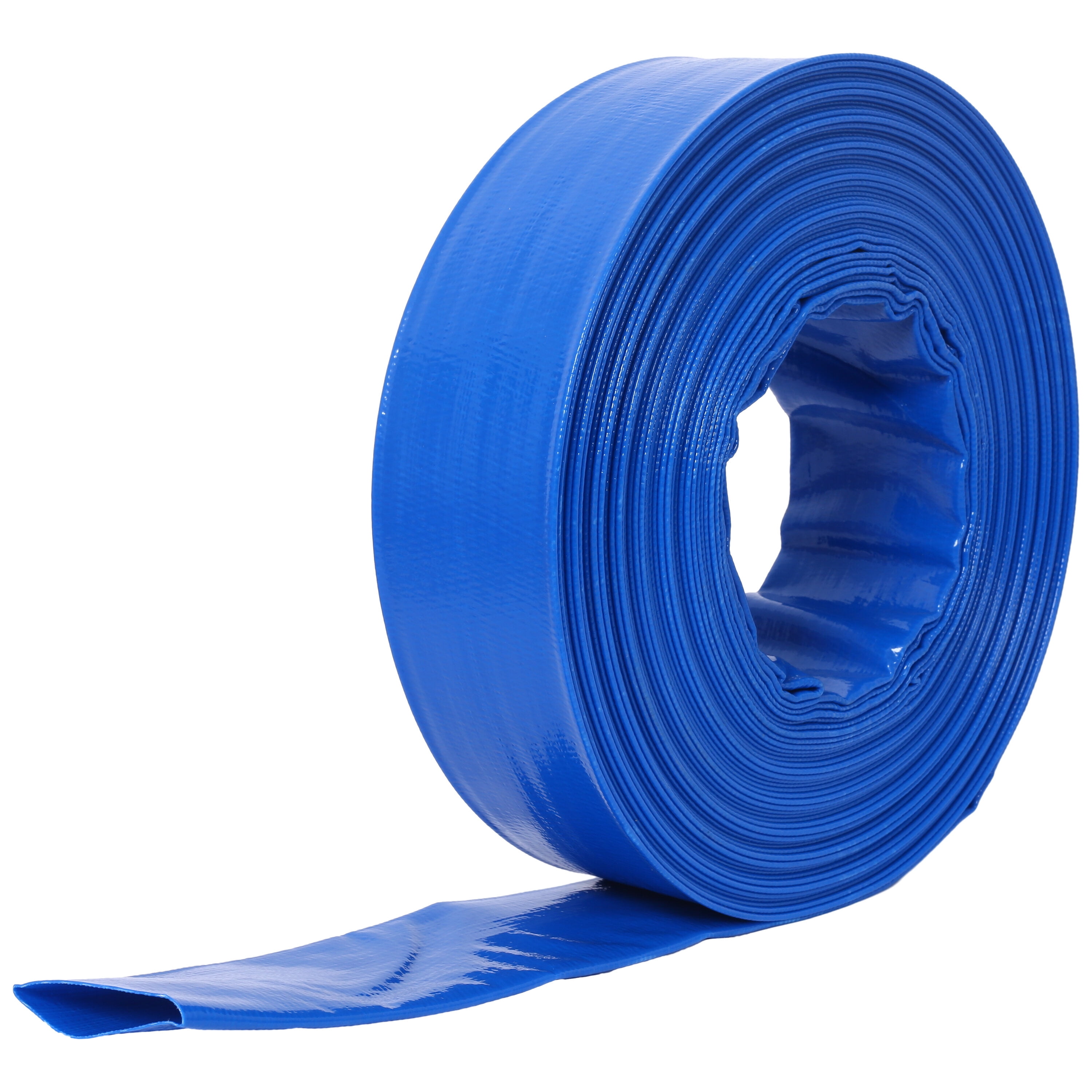, 2"x100FT Pool Backwash Hose, Blue Heavy Duty Reinforced PVC Lay Flat Water Discharge Hose for Swimming Pool Filter Pump,with 2 Clamp, Blue ,Pvc ,