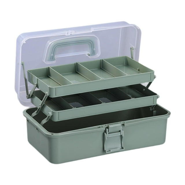 Siruishop 3 Layer Storage Box Foldable Art Case for Home Jewelry Making Painting Green