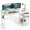 47IN White, variant on 40 Inch Computer Desk with Drawers, Home Office Writing Desk with X-Shaped Reinforcement, Modern Study Work Table with Side Hook, Sturdy Metal Frame