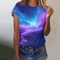 thumbnail image 5 of Womens Galaxy Print T-Shirt Space 3D Graphic Tee Short Sleeve Crew Neck Soft Casual Top for Women Plus Size Available,Size XL, 5 of 6
