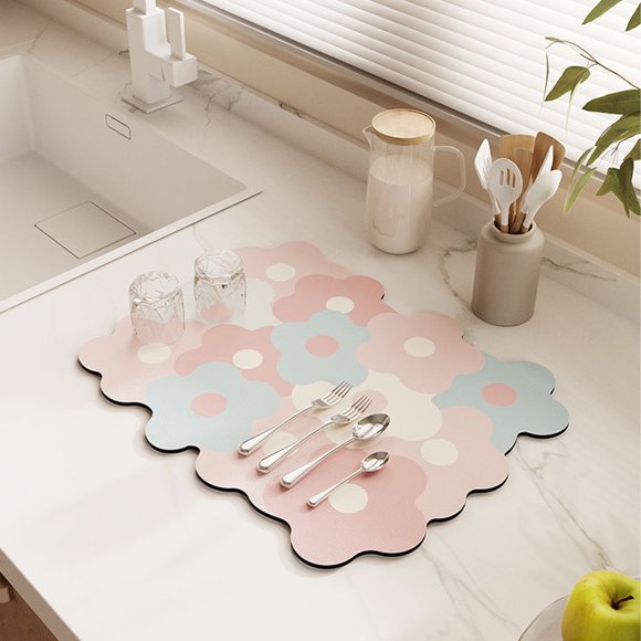Alfombrilla absorbente para secar platos, alfombrilla para secar platos en la encimera de la cocina Alfombrilla para secar platos de cocina Aspecto llamativo
