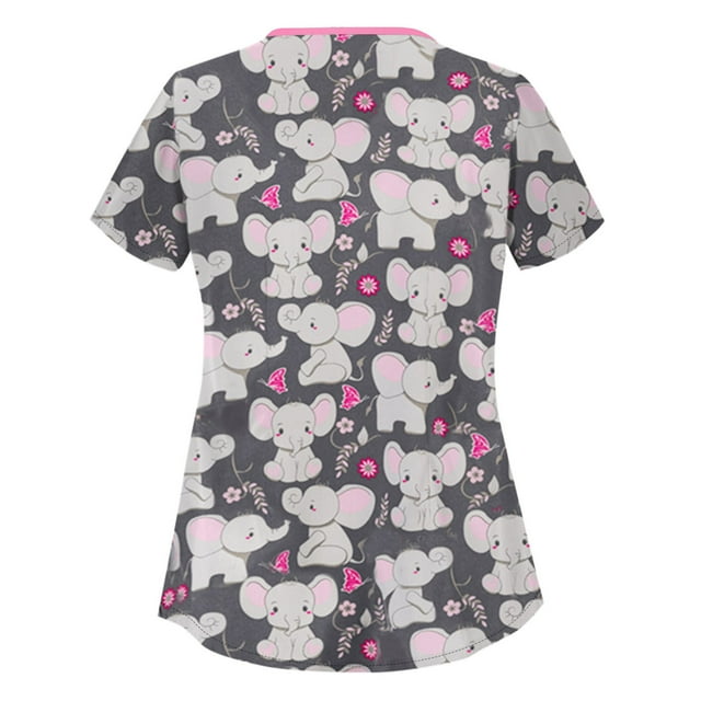 Hauts d'Été pour Femmes 2023 Mode Féminine Imprimé Animal Manches Courtes Col Hauts Uniforme de Travail Blouse Chemise