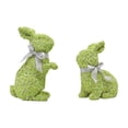 thumbnail image 1 of Chanana Floral Texture Resin Rabbit Statue, Easter Bunny Figurine Set of 2, Handcrafted Home Decor for Spring, Garden, Table Centerpiece, Green Bunnies with Bows, 1 of 6