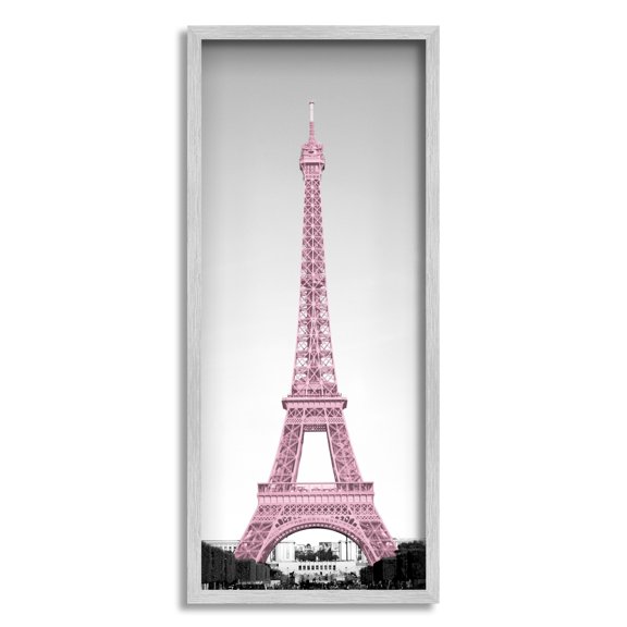 Stupell Industries French Eiffel Tower Landmark Photography Pink Parisian Pop, 10 x 24, Design by Emily Navas