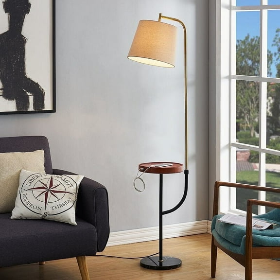 Maxax Modern Floor Lamp with Table and USB Charging Ports, Stylish Reading Lamp for Living Room or Bedroom