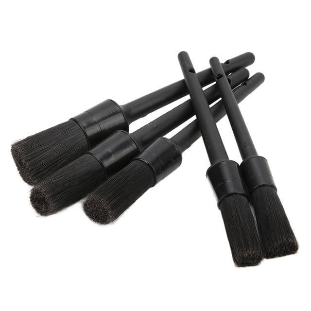 Detalle 5pcs Auto Detailing Brush Set Para Limpiar El Asiento De Cuero Del Escape Del Motor Exterior Interior Del Coche