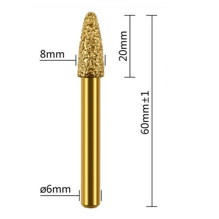 

Diamond Grinding Burr Drill Bit Coarse Rotary Bits 6mm Universal Fitment Rotary Tool for Wood & Stone Carving K