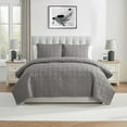 thumbnail image 2 of VCNY Home Square 3-Piece Dark Grey Textured Grid Pinsonic Quilt Set, Full/Queen, Adult, Unisex, 2 of 5