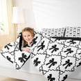 thumbnail image 3 of Erosebridal Kawaii Ribbon Bow Twin Bedding Sets 7-Piece For Teens,Kids Girls Geometric Grid Bedding Comforter Set,Black Reversible, 3 of 6
