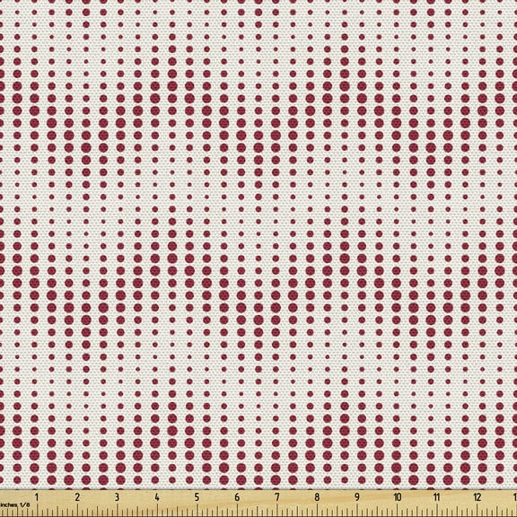 Dots Fabric by the Yard, Vertical Lines from Halftone Spots Shapes in Geometric Design Modern Art, Decorative Upholstery Fabric for Sofas and Home Accents, 3 Yards, Raspberry and White by Ambesonne
