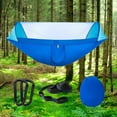 thumbnail image 3 of Camping Hammock with /, Hammock Tree Straps, Carabiners, Rope, Elastic Cord, Easy Assembly, Portable Parachute Polyester Hammock Blue, 3 of 9