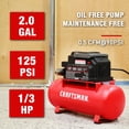 thumbnail image 4 of Craftsman 2 gal Horizontal Portable Air Compressor Tank 125 psi 0.3 HP, 4 of 9