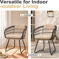 thumbnail image 3 of Outdoor Wicker Dining Chairs Set of 2, Patio Dining Chairs with Cushions, Rattan Dining Armchairs for Lawn, Garden, Poolside, Backyard, Porch, Beige, 3 of 6