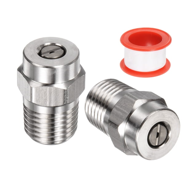Consejos de limpieza de superficie de 25 grados de 2 piezas 0.977mm Dia. 1/4" NPT macho de acero inoxidable con cinta de sellado