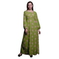 thumbnail image 1 of Bimba Moss Georgette Grandiflora Roses Floral Printed Womenâ€™s Long Sleeve Elastic Waist MaxiÂ&nbsp;DressÂ&nbsp;Gown-XSmall, 1 of 5