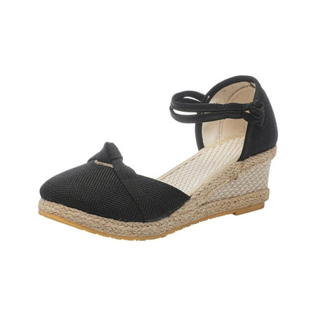 

Wedge Sandals for Women Summer Espadrille Sandals Closed Toe Ankle Strap Dress Sandal Comfort Beach Travel Shoes