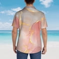 thumbnail image 4 of Sikiie Abstract Marble Texture Print Men's Hawaiian Shirt, Summer Beach Button Pocket Short Sleeve T-Shirt,XX-Large, 4 of 7