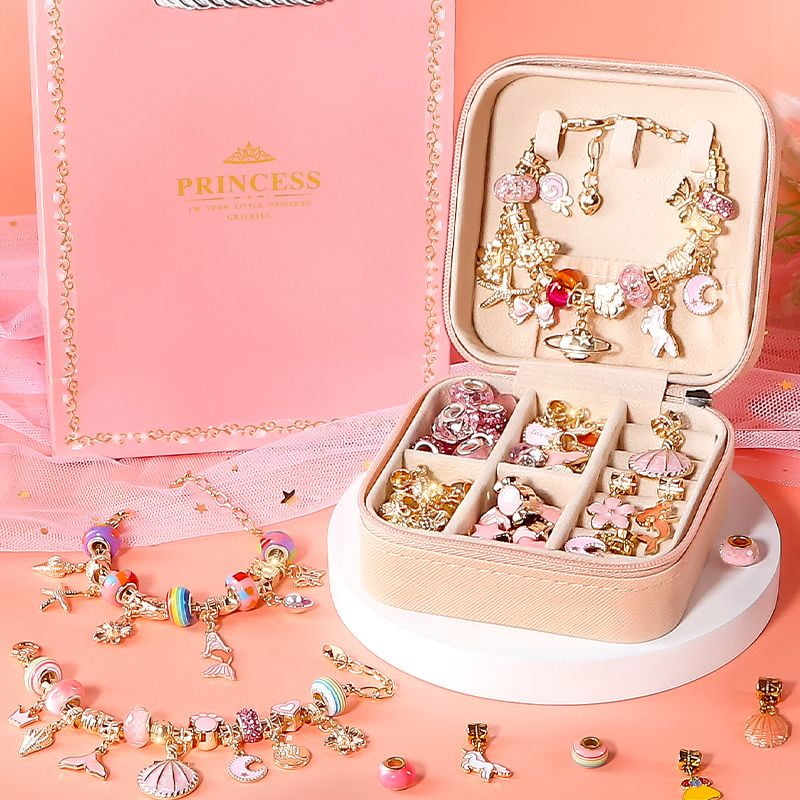 Handmade Bead DIY Kit for Kids - Girls Bracelet Making Set, Birthday Gift Jewelry Craft for Children