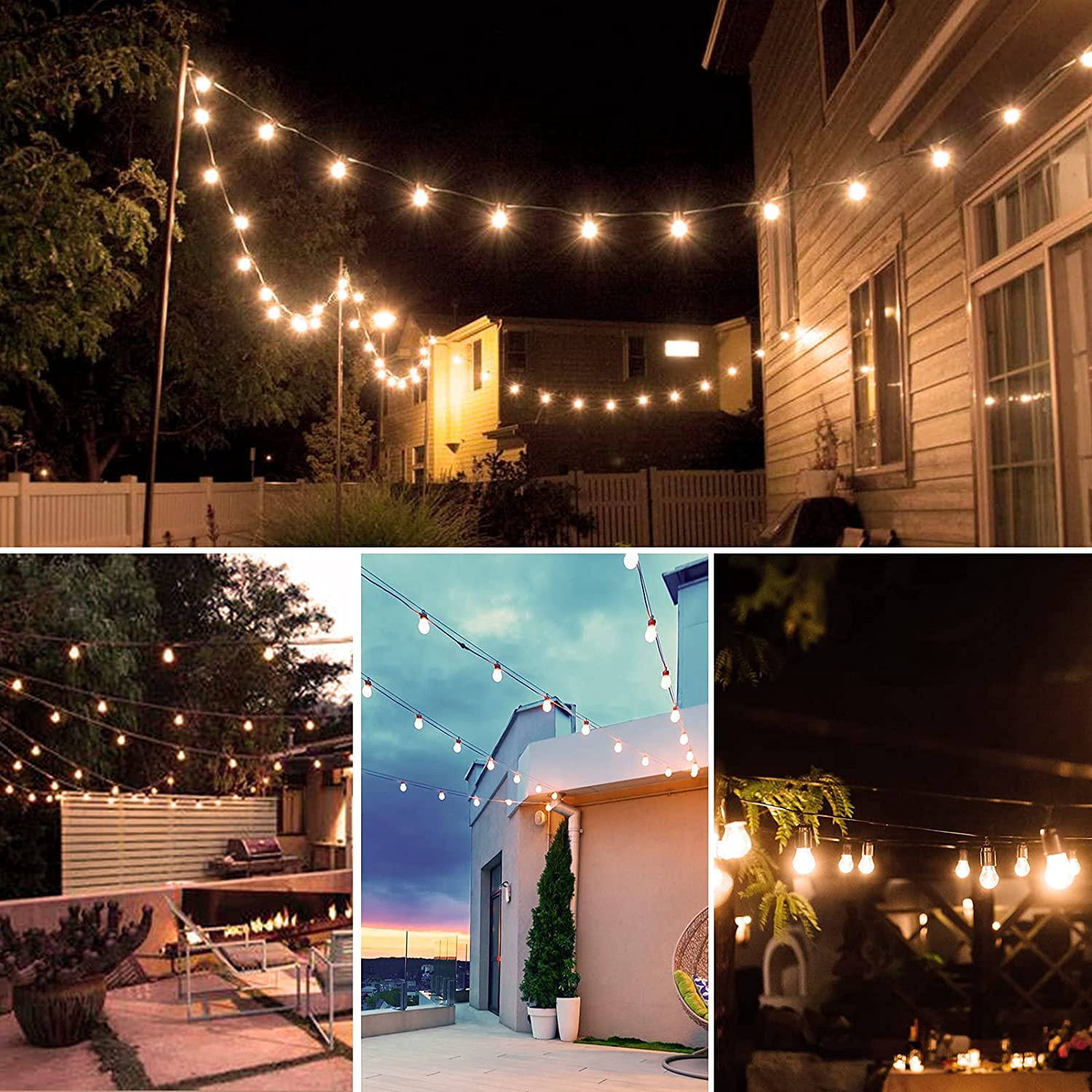 Sanfant 51ft Outdoor String Lights IP65 Waterproof Lights with 15+1 Edison Shatterproof Bulbs for Balcony Backyard Yard