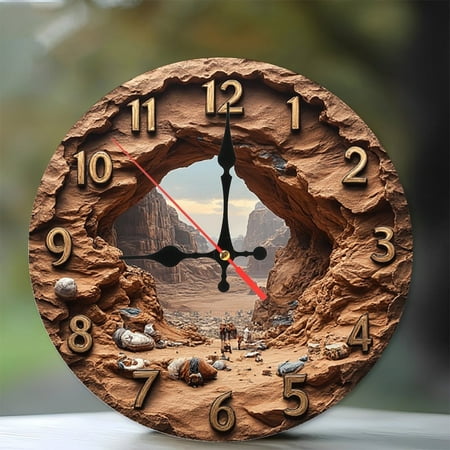 Canyon Landscape Wall Clock Unique Design 10-Inch Silent Wooden Wall Clock, Battery Operated (AA Batteries Not Included), Artistic Home Decor