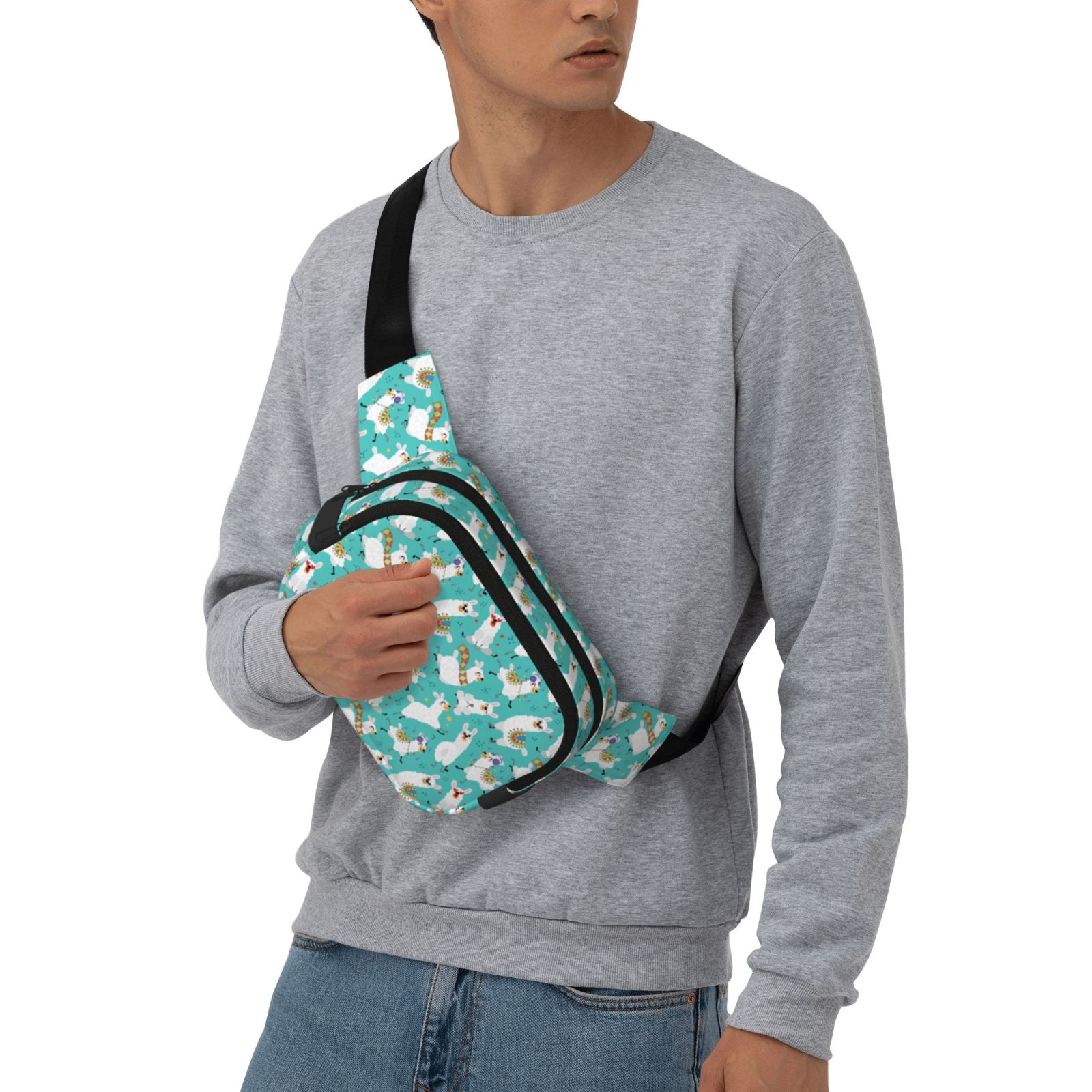 Hirioo Cartoon Llamas for Double Layer Waist Bag Adjustable Fanny Pack For Travel Running Hiking