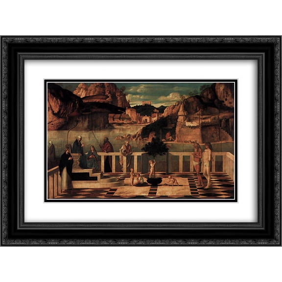 Giovanni Bellini 2x Matted 24x18 Black Ornate Framed Art Print 'Sacred Allegory'