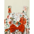 thumbnail image 6 of Kucnuzki Toddler Baby Girl Clothes 4T Spring Summer Dress 5T Classic Flower Prints Ruffles Slip Dress+Short Sleeve Cardigan 2PCS Set Orange, 6 of 8