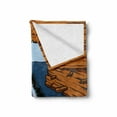 thumbnail image 2 of Shark Soft Flannel Fleece Throw Blanket, Wild Fish Breaking Wooden Plank Danger Sign Killer Creature Fun Illustration, Cozy Plush for Indoor and Outdoor Use, 50" x 70", Ginger Dark Blue, by Ambesonne, 2 of 6