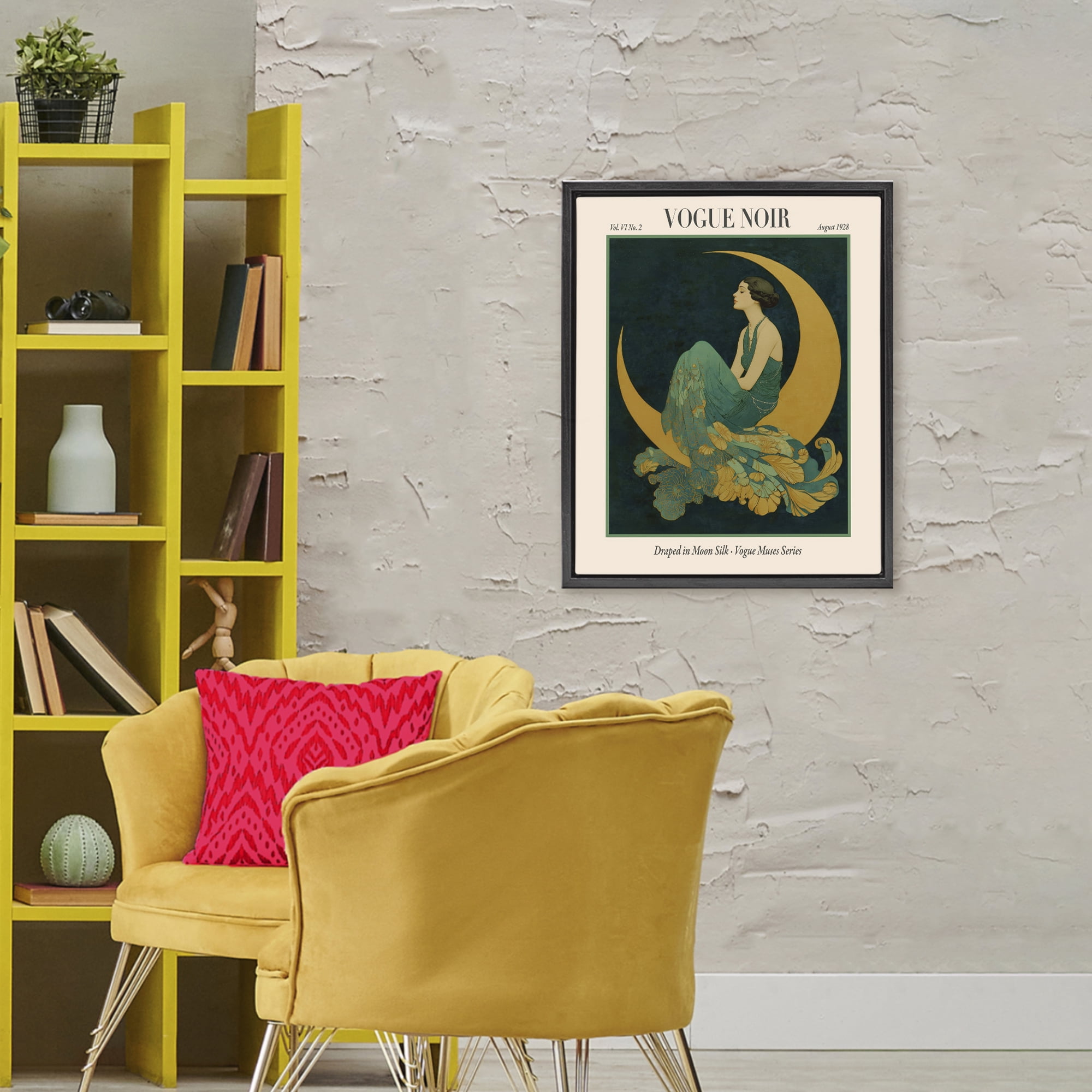Stupell Industries Draped In Moon Silk Black Framed Floater Canvas Wall Art, design by A Barefoot Stylist