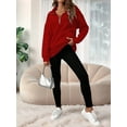 thumbnail image 4 of Women' Sweatshirts Half Zip Quarter Zipper Long Sleeve Hoodies Fall Fashion Outfits Clothes Red M, 4 of 8