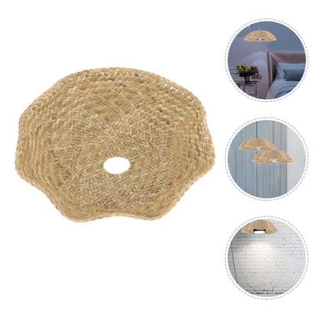 ELAYARD Woven Lampshade Straw Hanging Lamp Cover for Chandelier with Rustic Decorative Style