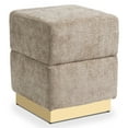 thumbnail image 4 of Furniture of America Vena Modern 15" Chenille Fabric Square Storage Stool, Silver Gray, 4 of 14