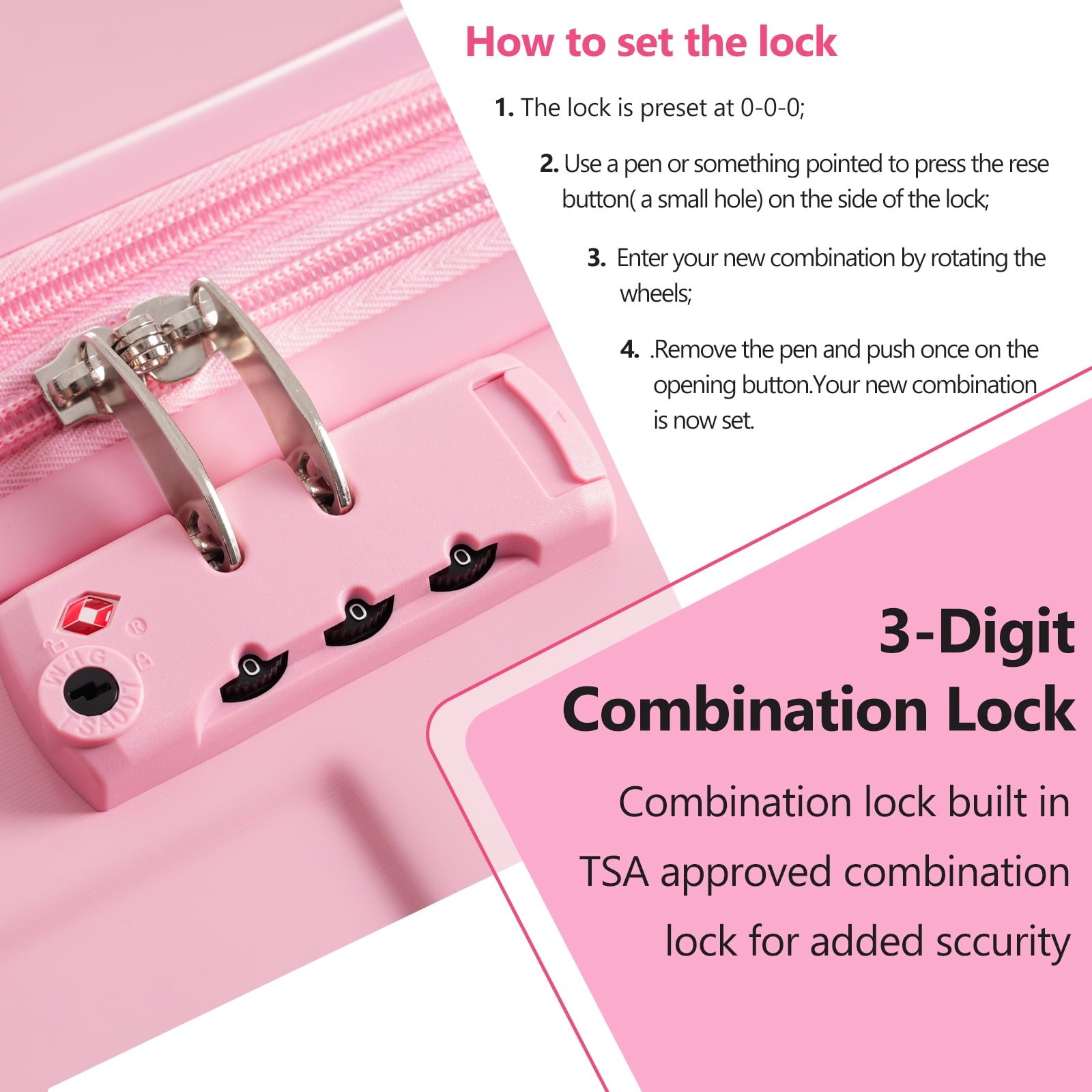 28 Inch Expandable ABS Hardshell Checked Luggage, Double Spinner Wheels, TSA Combination Lock, 3-Level Telescopic Handle