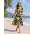thumbnail image 5 of Vestido midi YESNO de verano con estampado floral con cuello en V y manga abullonada S EVX CR010, 5 of 5