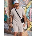 thumbnail image 2 of COOFANDY Men' 2 Pieces Outfits Vacation Casual Shirt and Pants Set Cotton Summer Cruise Matching Sets Texture Track Suits, 2 of 6