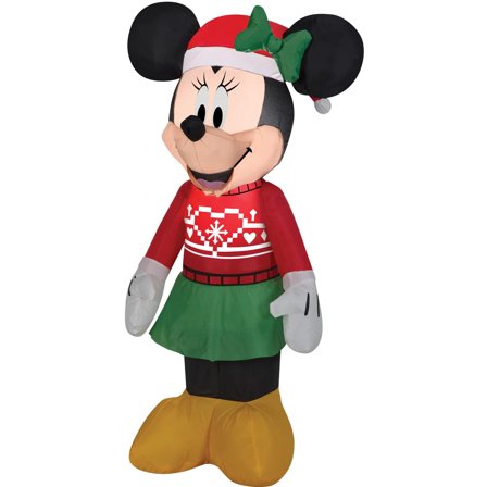 Gemmy Inflatable Minnie Mouse Ugly Christmas Sweater  LED Lighted Yard Decoration - 42 in x 17 in