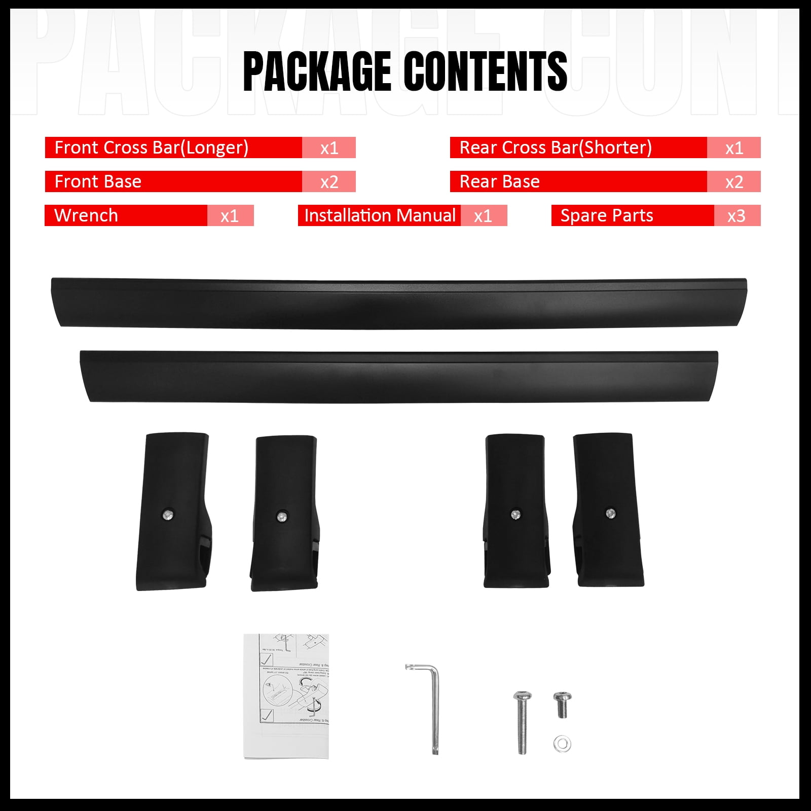 Ikon Motorsports Roof Rack Compatible With 2014-2024 Subaru Forester All Models Black Top Roof Rack Cross Bar Cargo Luggage Carrier Aluminum 6PCS