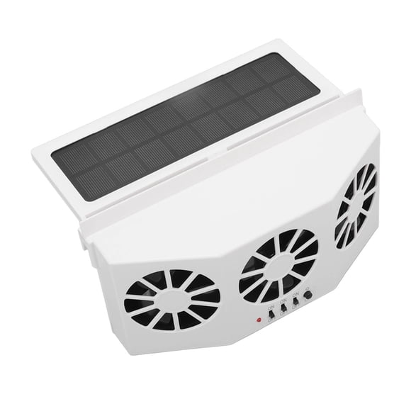 Solar Powered Car Cooler, 3 Fans White Easy To Install Car Exhaust Ventilation Fan For Cars