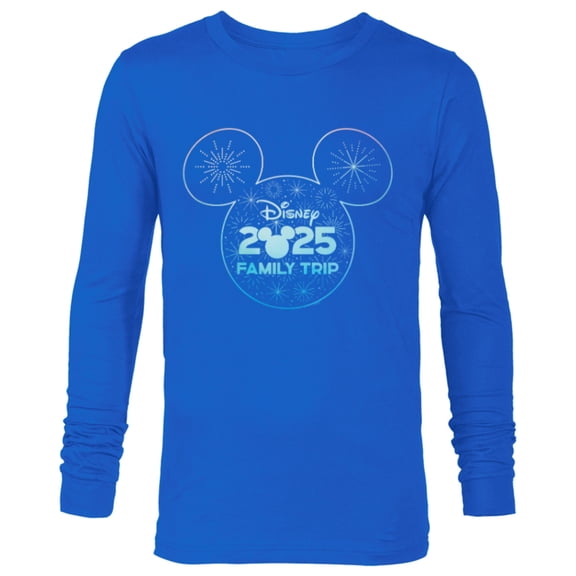 Disney Mickey Mouse Icon Fireworks Vacation Family Trip 2025 - Long Sleeve T-Shirt for Men - Customized-Navy