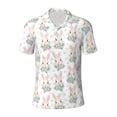 thumbnail image 2 of Daiia Rabbit And Flower Pattern Men’s Polo Shirts,Solid Deck Shirt,Classic Fit, Breathable Cotton Polo for Casual and Sport Wear-4X-Large, 2 of 9