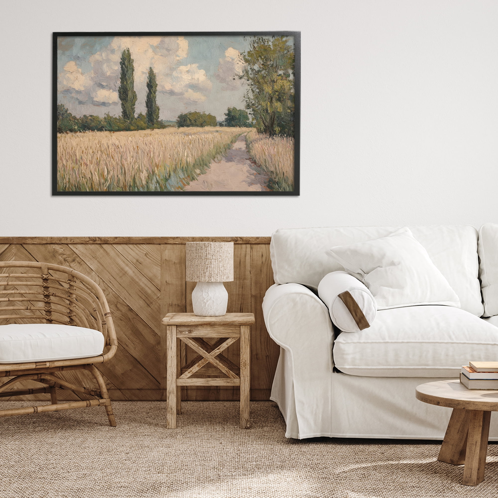 Stupell Industries Summer Path Between Poplars Black Framed Giclee Art, design by Petal Prints Design