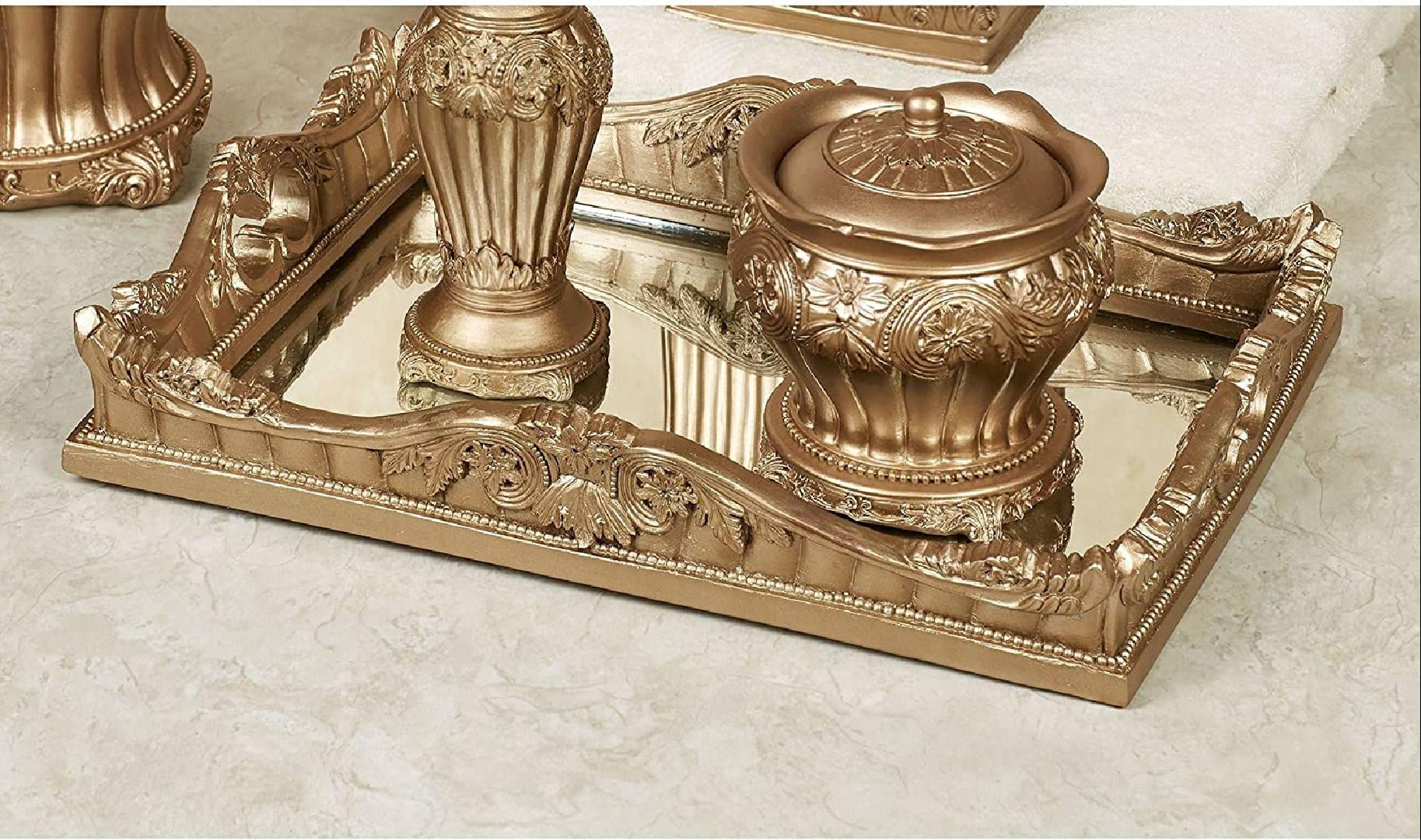 Flowering Medallion Mirrored Vanity Tray Aged Gold Vanity Tray